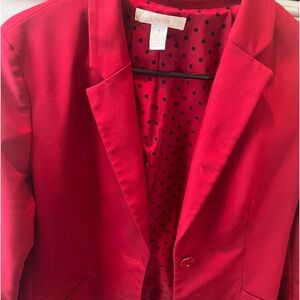 Chicos City Chic Red Blazer / Silk Polka Dot Lining